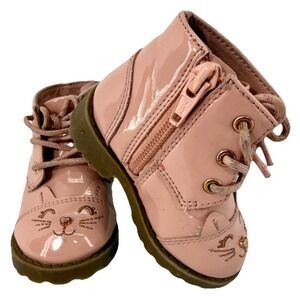 Wonder Nation Pink Kitten Critter Zip-Up Boots Girls Size 3 Toddler Child EUC
